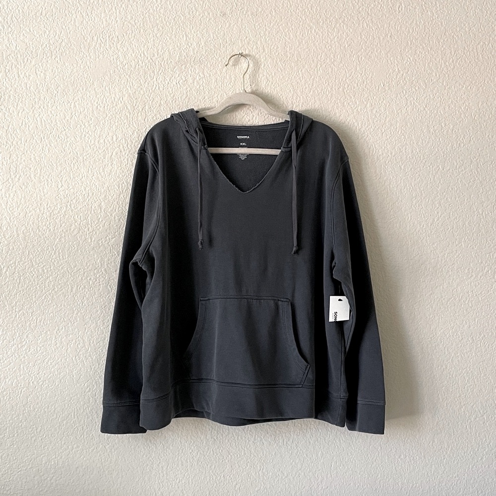 Sonoma Vneck Hoodie Sweatshirt Washed Look